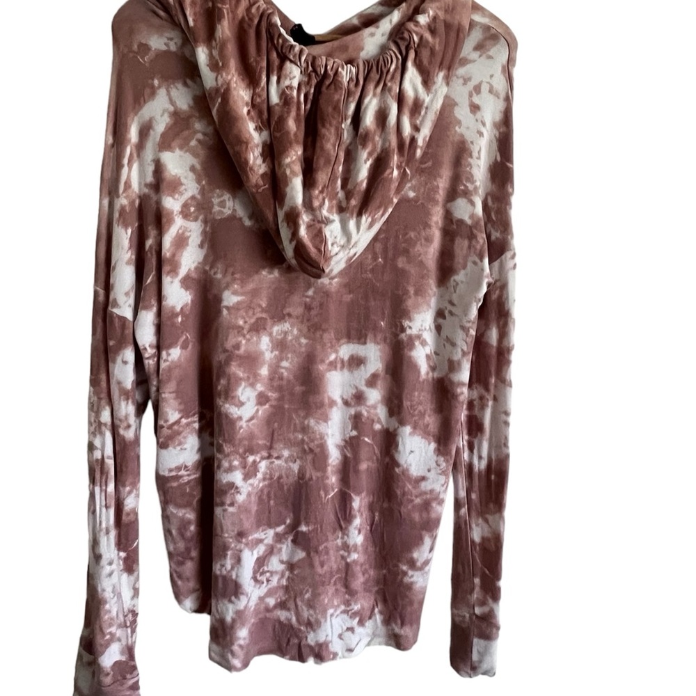 BETSEY JOHNSON Performance Tan White Tie Dye Hoodie sweatshirt very soft & cozy - Picture 3 of 6